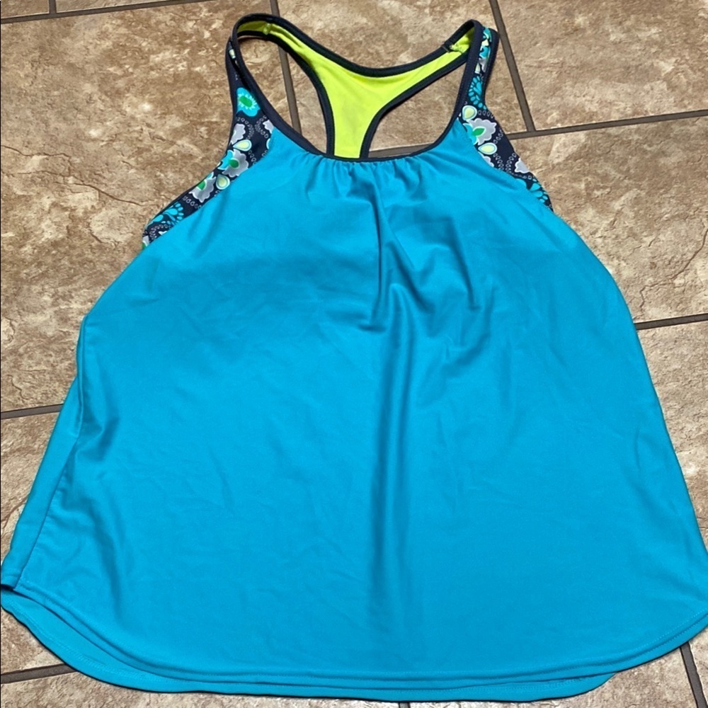 Aqua Blue Racerback Size Medium Swim Tank Separate Summer Vacation Resort